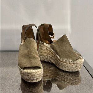 Brown Suede CHLOE Espadrille Wedge Sandals
